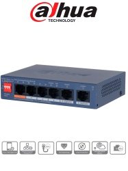 DAHUA DHT3720068 DAHUA DH-CS4006-4GT-60-V2- Switch PoE de 6 Puertos Gigabit/ 4 Puertos PoE 10/100/1000/ 2 Puertos Uplink 10/100/1000/ 60 Watts Totales/ Administrable en la Nube por DoLynk Care/ PoE Ha