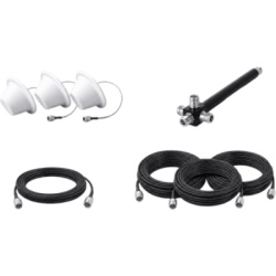 EPCOM EP1DIV-3ANT-4CCN Kit de 3 Antenas Omnidireccionales tipo Domo y Divisor de Potencia de 4 salidas / Jumpers Coaxiales de 3 m y tres de 15 m con conectores N macho