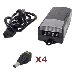 EPCOM POWERLINE K2-PS12DC4C Kit de fuente de poder / Entrada 110-220 VCA / Salida 12 VCC 5A / 4 salidas / Conectores JR52 / 6A PTC / 117x62x34.2 mm / 0.38x0.20x0.11 ft