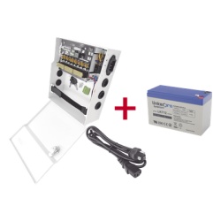 EPCOM POWERLINE PLK12DC8ABK/K Fuente de Alimentación con Batería de Respaldo / 11-15 VCC / 10 A / 9 Canales / Entrada 96-264 VCA / Batería 12 VCC 7 Ah
