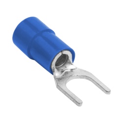 EPCOM POWERLINE RB1157-100 Terminal tipo horquilla ( espada ) aislada / 16 - 14 AWG / Azul / Paquete de 25 piezas.