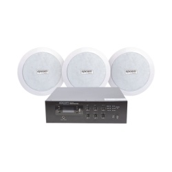 EPCOM PROAUDIO SFB120/3CS KIT de Amplificador de 120W para Escritorio | 3 Altavoces de Plafon de 5.5in | 3.75 - 30W | Sistema 70/100V