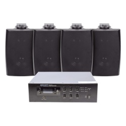 EPCOM PROAUDIO SFB240/4WS KIT de Amplificador de 240W para Escritorio | 4 Altavoces de Pared color Negro 2.5W - 20W | Sistema 70/100V