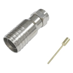 EPCOM TITANIUM TT11-F03 Conector F Macho en 75 Ohm Plegable para Instalar en Cables Coaxiales RG-11 Cuerpo de Bronce-Niquelado/ Teflon.