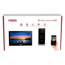 FANVIL VIK-01 Kit Videoportero IP / Estacion Interior i504W + Frente de Calle i60 / Pantalla Tactil 7" HD / Videollamadas H.264/H.265 / Wi-Fi Dual Band / PoE / App Fanvil Link / ONVIF / 10 000 Tarjeta
