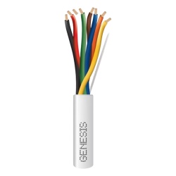 GENESIS 3117-1012 Carrete de 305 Metros (1000 Pies) / Cable de Cobre / 8 x 18 AWG / Plenum / Para Interior / Color Blanco / Para Aplicaciones de Alarmas de Intrusion/Control de Acceso/ Automatizacion