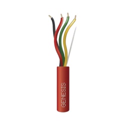 GENESIS 4514-1004 Carrete de 305 Metros (1000 Pies) de Alambre / 4 x 14 AWG / Plenum / Tipo FPLP-CL3P / Resistente al Fuego / Color Rojo / Para Sistemas Contra Incendio o Sistemas de Evacuacion