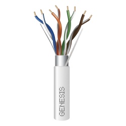 GENESIS 5388-1001 Carrete de 305 Metros (1000 Pies) de Cable Cat5e / Calibre 24 AWG BLINDADO / PLENUM / Color Blanco para aplicaciones de Voz y Datos
