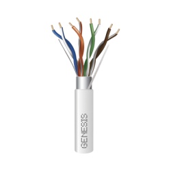 GENESIS 5388-1001 Carrete de 305 Metros (1000 Pies) de Cable Cat5e / Calibre 24 AWG BLINDADO / PLENUM / Color Blanco para aplicaciones de Voz y Datos