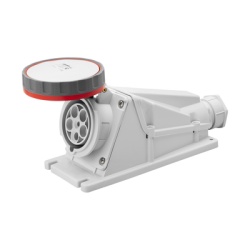 GEWISS GW62535 BASE DE SUPERFICIE ANGULADA 90Â° - IP67 - 3P+N+T 125A 380-415V 50/60HZ - ROJA - 6H - CABLEADO POR TORNILLO