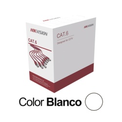 HIKVISION DS-1LN6U-W/CCA Bobina de Cable UTP 305 Metros (1000 Pies) / Cat 6 (24 AWG) / Color Blanco / PVC (CM) / Uso en Interior / CCA (Cobre con Aluminio) / Aplicaciones de CCTV y Redes de Datos
