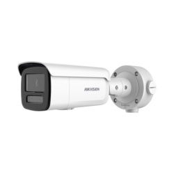 HIKVISION DS-2CD3T46G2-ISU/SL(H) [ PROTECCION ACTIVA ] Bala IP 4 Megapixel / Lente 4 mm / 60 mts IR / Exterior IP67 / Microfono y Bocina Integrado (Audio de Dos Vias) / DARKFIGHTER / PoE+ / Luz Estrob