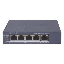 HIKVISION DS-3E1505P-EI Switch PoE+ Administrable / 4 Puertos Gigabit PoE+ / 1 Puerto Uplink Gigabit / Alcance Extendido 300 m (984.3 ft) / 60 W / Gestión en Nube