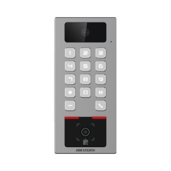 HIKVISION DS-K1T502DBWX-CQR Teclado con Lector Fisico de QRs para Exterior Antivandalico IP65 & IK09 con funcion de Videoportero Multiapartamento / Tarjeta Codigo QR PIN o App HikConnect / Camara 2 MP