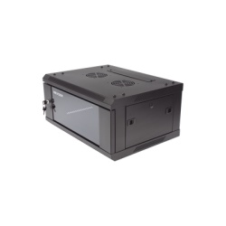 HIKVISION DS-XS6404-S/B Gabinete para Montaje en Pared - Piso / Puerta de Cristal Templado / Cuerpo Fijo / 4 Unidades de Rack / 19" / Fabricado en Acero