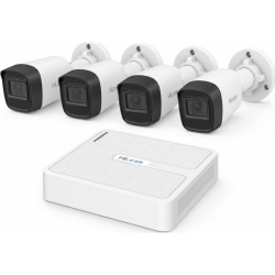 HiLook by HIKVISION KIT-IP4B-2MP Kit IP 2 Megapixel / NVR de 4 Canales con 4 Puertos PoE / 4 Cámaras IP Bala para Exterior