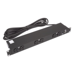 HOFFMAN DP1N190615 PDU Basico de Montaje en Rack Con 6 Salidas Frontales NEMA 5-15R Enchufe de Entrada NEMA 5-15P de 19in 1UR 15 Amp 120 Vca