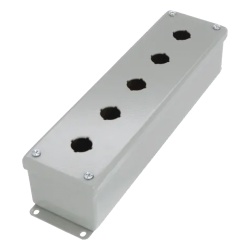 HOFFMAN E5PBG Gabinete Tipo Pushbutton De 5 Botones de 22.5 mm NEMA 12 IP65 de 317 x 83 x 70 mm de Acero Color Gris