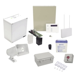 HONEYWELL HOME RESIDEO VECINALPANICB Kit de Alarma Vecinal / Panel VISTA48LA 48 Zonas / Hasta 40 Botones de Pánico Inalámbricos / Sirena Estroboscópica / Gabinete Exterior