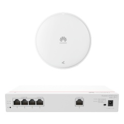 HUAWEI DEMO-S380-AP371 Kit DEMO de Router Multi-Servicio / 1 puerto 10/100/1000 Mbps(WAN) / 4 puertos 10/100/1000 Mbps(LAN) PoE / 50W + Punto de Acceso Wi-Fi 7 / 3.5 Gbps / MU-MIMO 2x2 (2.4GH y 5GHz)