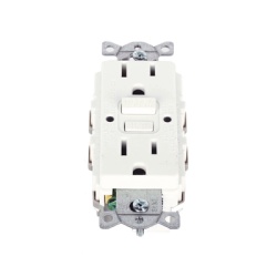 HUBBELL HUB-GFR-ST-15W Contacto de Auto-verificacion GFCI con Interruptor de Falla a Tierra de 15 A 125 V 2 Polos 3 Hilos Color Blanco (Nema 5-15R) Grado Comercial.