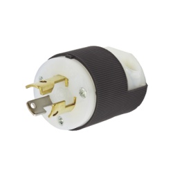 HUBBELL HUB-HBL-4720C Clavija Industrial con Bloqueo de Media Vuelta / 15 A 125 V CA / 2 Polos 3 Hilos / Color Blanco y Negro / Nema L5-15P.