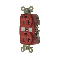 HUBBELL HUB-IG5362R Contacto Duplex Conexion a Tierra Aislada/ 20 A 125 V/ 2 polos 3 Hilos/ Color Rojo/ Nema 5- 20R/ Grado Industrial.