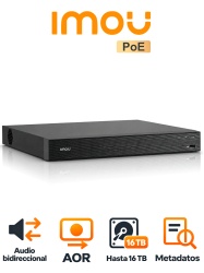IMOU NVR-N236-16P-8A0E-N - NVR de 36 Canales / 16 Canales PoE/ H.265/ Busqueda por Metadatos/ Audio Bidireccional/ Hasta 4K/ 2 SATA hasta 16 TB Cada Uno/ ONVIF