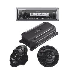 JVC KENWOOD KEA4/1653MRB Kit de estereo con Bluetooth KMR-M332BT | Amplificador KAC-M1814 | mas Par de bocinas KFC-1653MRB