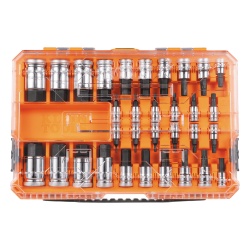 KLEIN TOOLS 65233-HEX Juego de Dados Moleteados / SAE-Metrico-Hex-Torx® / 13 Piezas por Set / Acabado Moleteado para Mejor Agarre / Marcado en Relieve / Incluye Llaves Cuadradas - Img 2
