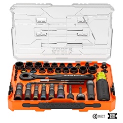 KLEIN TOOLS 65500-KNECT Juego de Dados de Impacto Paso a Traves / Sistema KNECT / Compatible con el Sistema de Almacenamiento (ModBox) / 39 Piezas / Sistema SAE y Metrico.