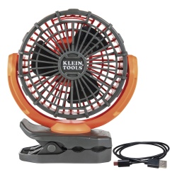 KLEIN TOOLS PJSFM1 Ventilador Inalambrico-Portatil Recargable Ideal para el Trabajo. Montable por Pinza o por Potentes Imanes. Incluye cable USB-C