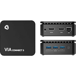 KRAMER VIA-CONNECT3 Solución de Presentación y Colaboración Inalámbrica 4K | Super-Compacta 9x9 cm | Wi-Fi y LAN Integrados | Cifrado 1024 bits | AirPlay, Miracast, Chromebook | 4 Participantes Simultáneos | HDMI 4K@30 Entrada y Salida | Ge