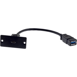 KRAMER WU-CA(B) Inserto de Pared USB-C | 4.8 Gbps USB 3.0 | Cable 12 cm (4.72 in) | Aluminio | Negro
