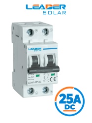 LEADER LDM7-2P-63 25A DC - Interruptor Automático Corriente Directa 2 Polos 25 Amp / 500 VDC / Estándar IEC / Protección con sistema de disparo termomagnético / Montaje riel Din / Protección IP20 / -5 °C A +40°C