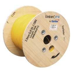 LINKEDPRO BY EPCOM 2MMOM4PVC Fibra Optica Multimodo OM4 2 mm Simplex Tight Buffer 900 micras Color Amarillo Precio Por Metro (Hasta 2000 Metros en un Solo Tramo de Cable)