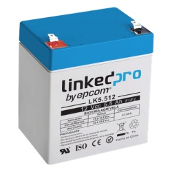 LINKEDPRO BY EPCOM LK5.512 Bateria de respaldo 12 V | 5.5 Ah | AGM | Especial para Seguridad Electronica | UPS | Sistemas de Emergencia | Vida util 5 anos | Terminales F1 + Adaptador F2