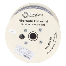 LINKEDPRO BY EPCOM LPFIG8A22C/2KM Carrete de 2 Kilometros (6561.68 Pies) de Fibra Optica Aerea Mini Figura 8 G.657A2 Tipo Drop Plana Monomodo de 2 Hilos (Bifibra) Color Negro (No Soporta Conectores Me