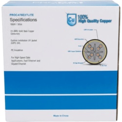 LINKEDPRO BY EPCOM PRO-CAT-6-EXT-LITE-V2 Bobina de Cable 305 Metros (1000 Pies) Cat6+ Calibre 23 Climas Extremos Color Negro Sin Blindar para Intemperie.