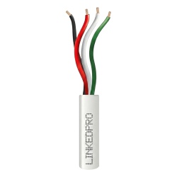 LINKEDPRO LP224W/1000 Bobina de Cable 305 Metros (1000 Pies): 4 x 22 AWG Color Blanco CM Para Sistemas de Seguridad y Alarmas