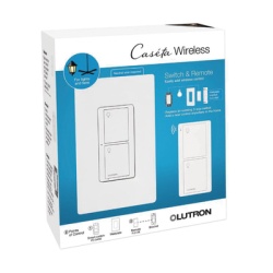 LUTRON CASETA WIRELESS PPKG1WSWH Kit de interruptor de pared Caseta Wireless de 5 A para todo tipo de focos y ventiladores con control Pico de 2 botones adaptador de montaje y placa 120 V requiere neu
