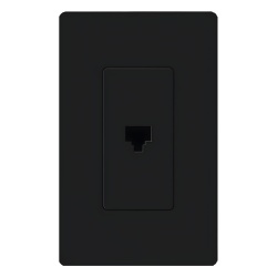 LUTRON ELECTRONICS CA-PJ-BL Salida telefonica sencilla RJ11 de 6 conductores estilo Claro montaje al ras en apertura de placa tipo designer color negro brillante