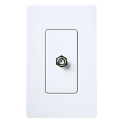 LUTRON ELECTRONICS CACJWH Toma de pared para cable coaxial con conector tipo F de 75 ohms estilo Designer de la linea Claro para senal de TV color blanco brillante