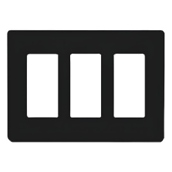 LUTRON ELECTRONICS CW3BL Placa de pared Claro de 3 espacios sin tornillos visibles acabado negro brillante para atenuadores apagadores y controles Pico de Lutron