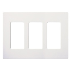 LUTRON ELECTRONICS CW3WH Placa de pared Claro de 3 espacios sin tornillos visibles color blanco brillante para atenuadores apagadores y controles Pico Lutron