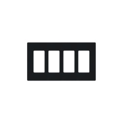 LUTRON ELECTRONICS CW4-BL Placa de pared Claro de 4 espacios sin tornillos visibles acabado negro brillante para atenuadores apagadores y controles Pico de Lutron