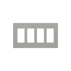 LUTRON ELECTRONICS CW4-GR Placa de pared Claro de 4 espacios acabado brillante color gris sin tornillos visibles para atenuadores apagadores y controles Pico de Lutron