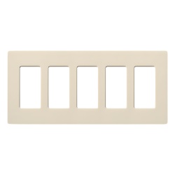 LUTRON ELECTRONICS CW5LA Placa de pared de 5 espacios (gangs) color almendra diseno modular para controles de pared