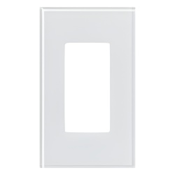LUTRON ELECTRONICS LFGR-1-CWH Placa frontal de cristal de 1 espacio para atenuadores teclados y controles Pico Lutron con apertura tipo Designer sin tornillos visibles cristal claro con pintura blanca