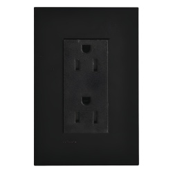 LUTRON ELECTRONICS LTRF15TRBL Tomacorriente duplex de pared 15 A resistente a manipulaciones con placa incluida linea New Architectural agrupable con teclados Palladiom y controles GRAFIK T color negr